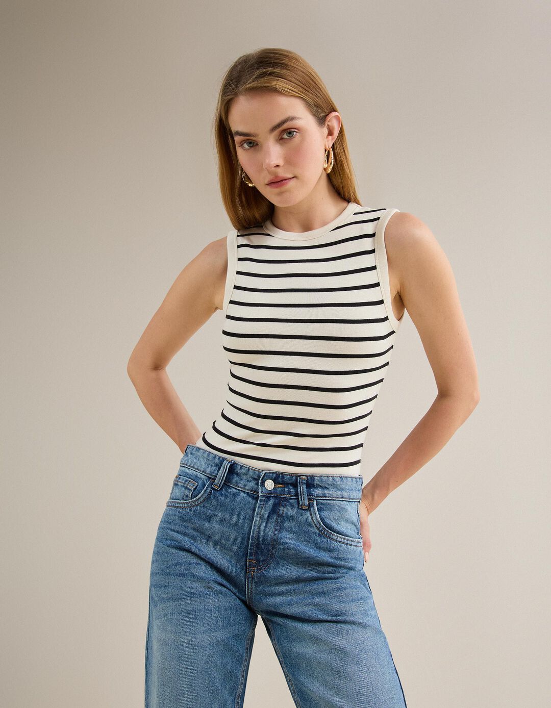 Body Modal &Agrave;s Riscas, Mulher, Bege Claro