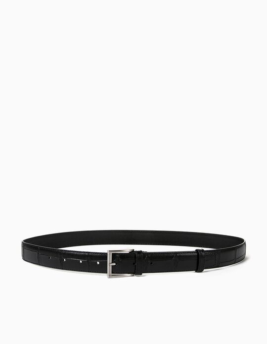 Comprar Online Cinto em Pele Efeito Crocodilo, Homem, Preto