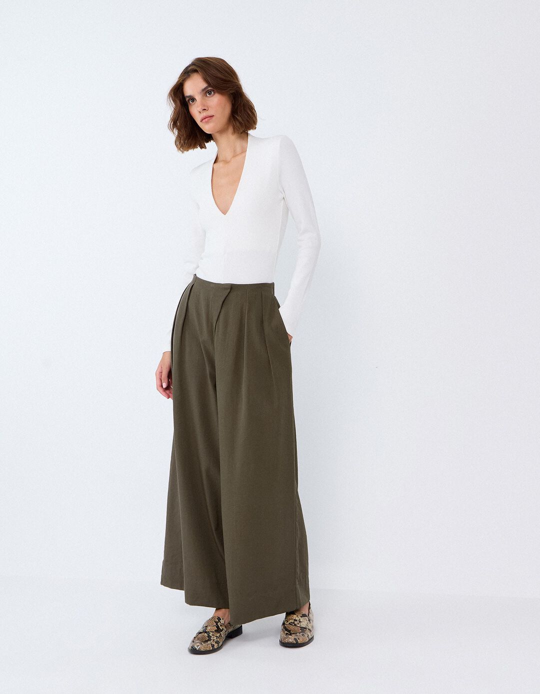 Cal&ccedil;as Wide Leg, Mulher, Verde