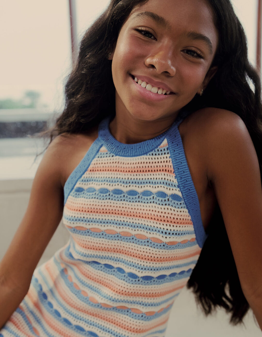 Vestido Crochet, Menina, Azul