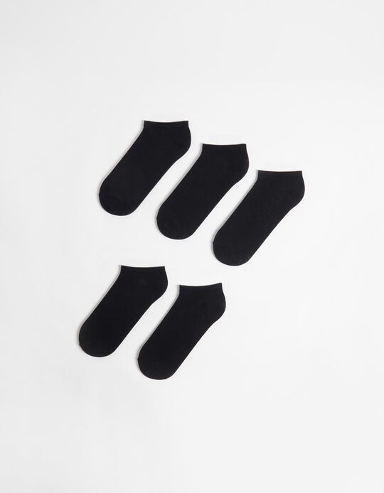 Comprar Online 5 Meias Curtas de Algodão, Mulher, Preto