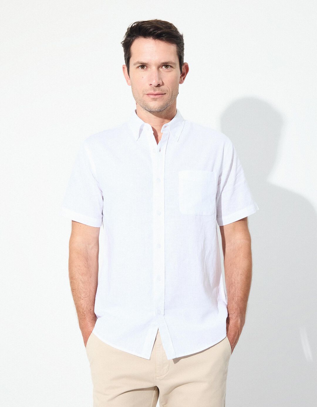 Camisa com Linho, Homem, Branco