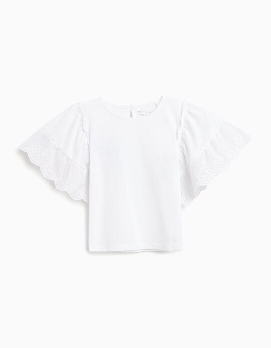 Comprar Online T-shirt Bordada, Menina, Branco 