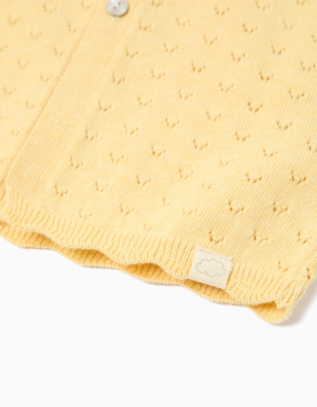 Casaco de Malha, Rec&eacute;m-Nascido, Amarelo Claro