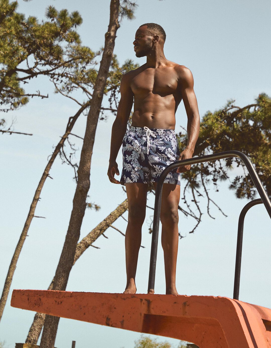 Calções de Banho Estampados, Homem, Azul Escuro 