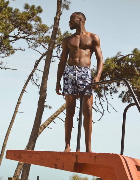 Comprar Online Calções de Banho Estampados, Homem, Azul Escuro 