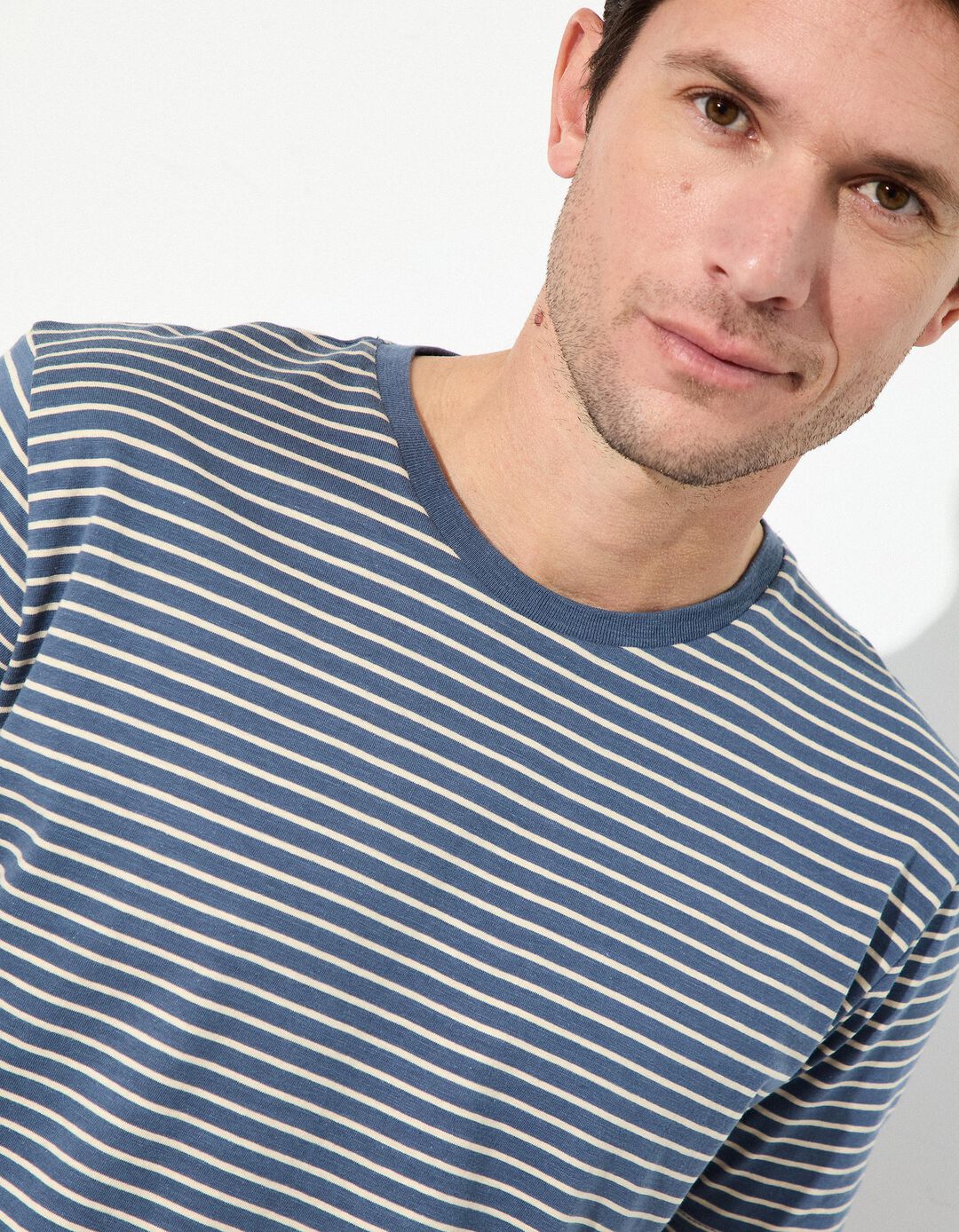 T-shirt Riscas, Homem, Azul