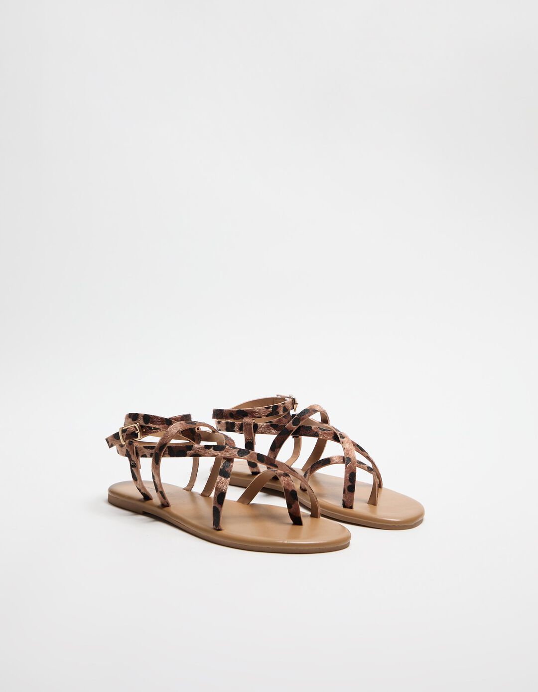 Sandálias Animal Print, Mulher, Bege