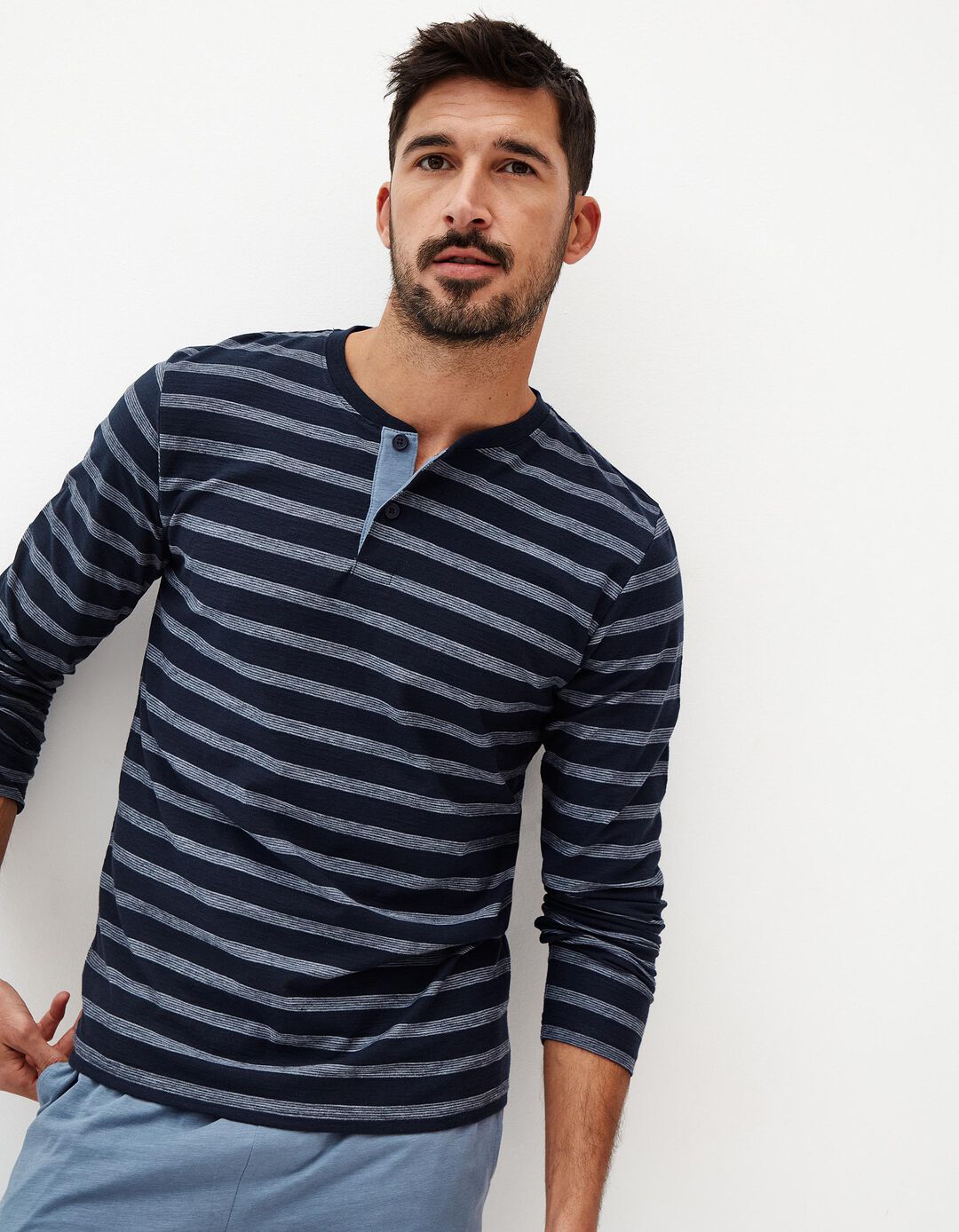 Pijama Riscas, Homem, Azul Escuro