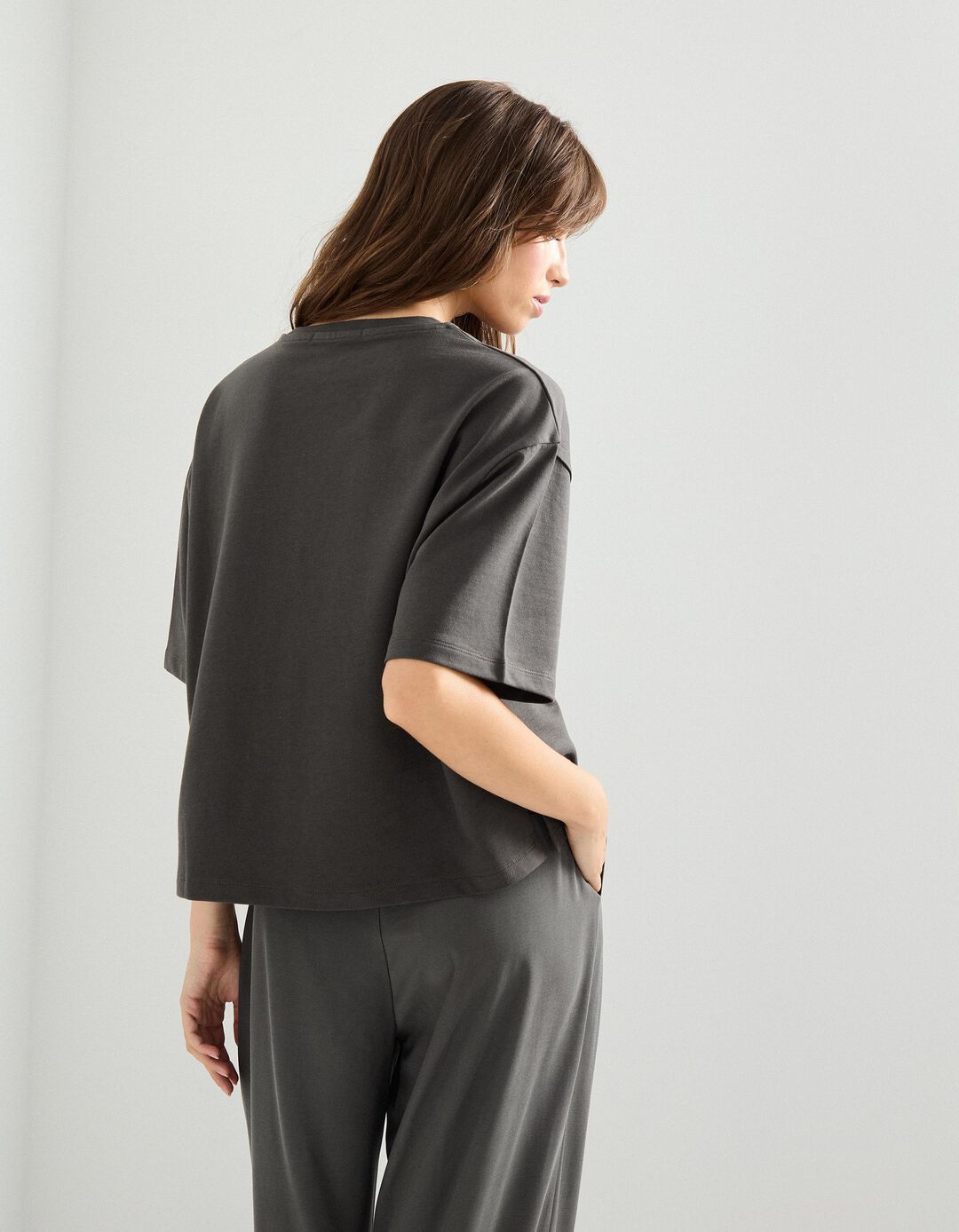 T-shirt, Mulher, Cinzento Escuro 