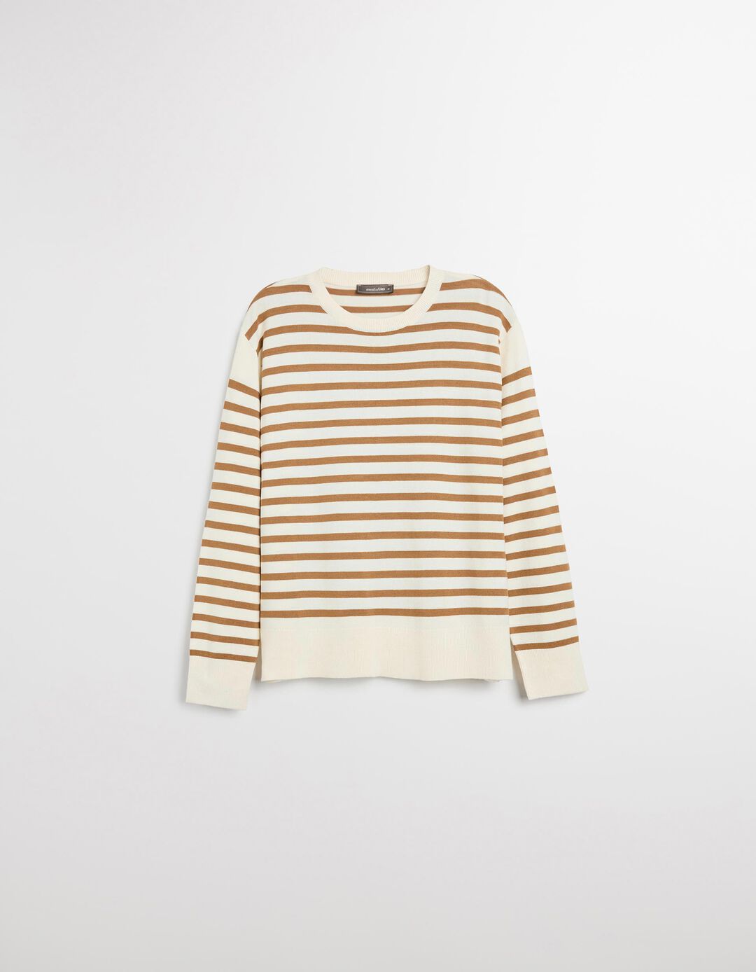 Camisola de Malha com Riscas, Mulher, Bege Claro