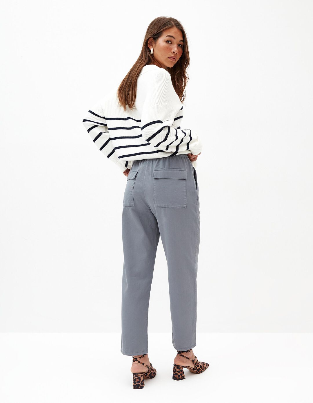 Calças com Cintura Jogger, Mulher, Azul