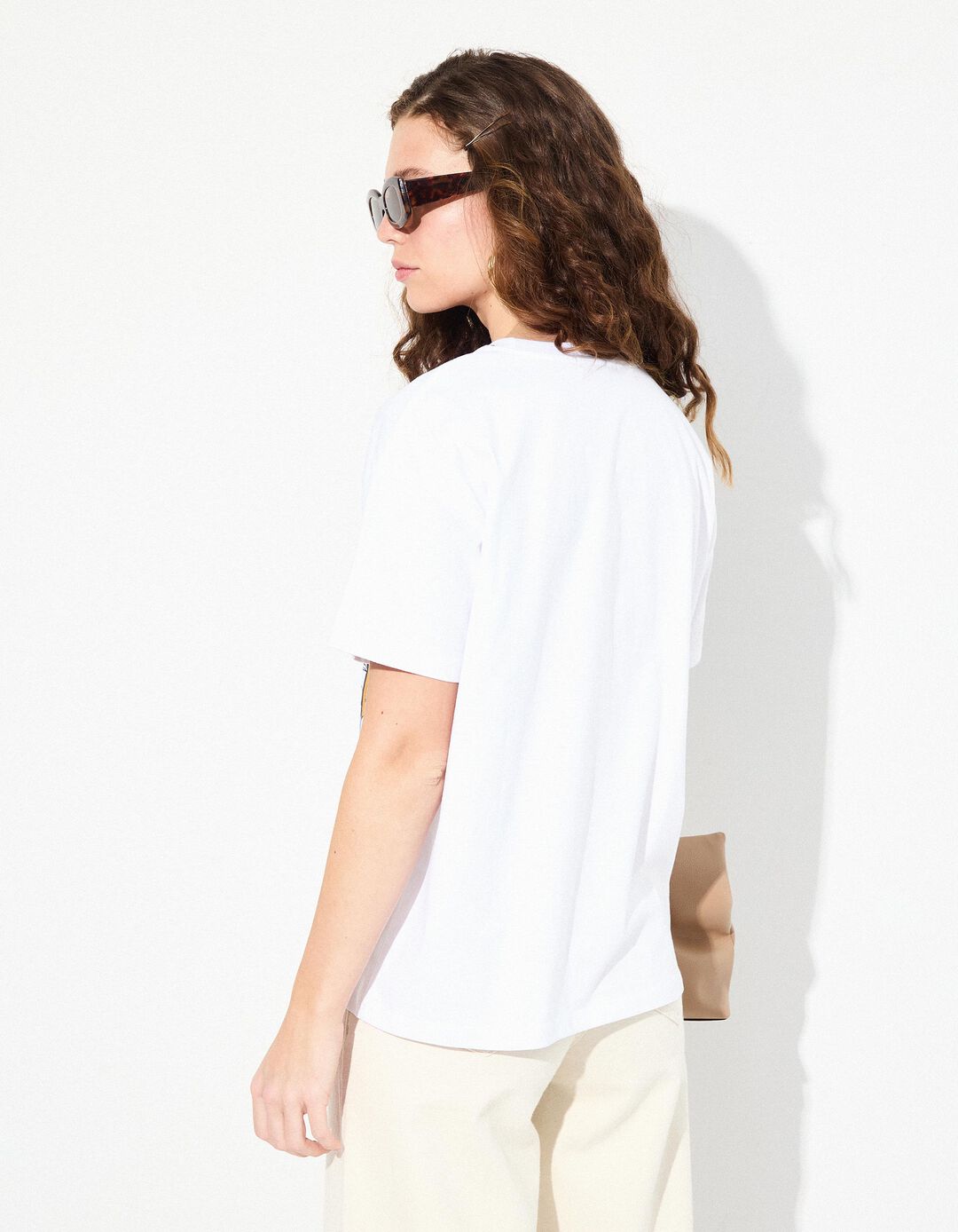 T-shirt com Ilustração, Mulher, Branco
