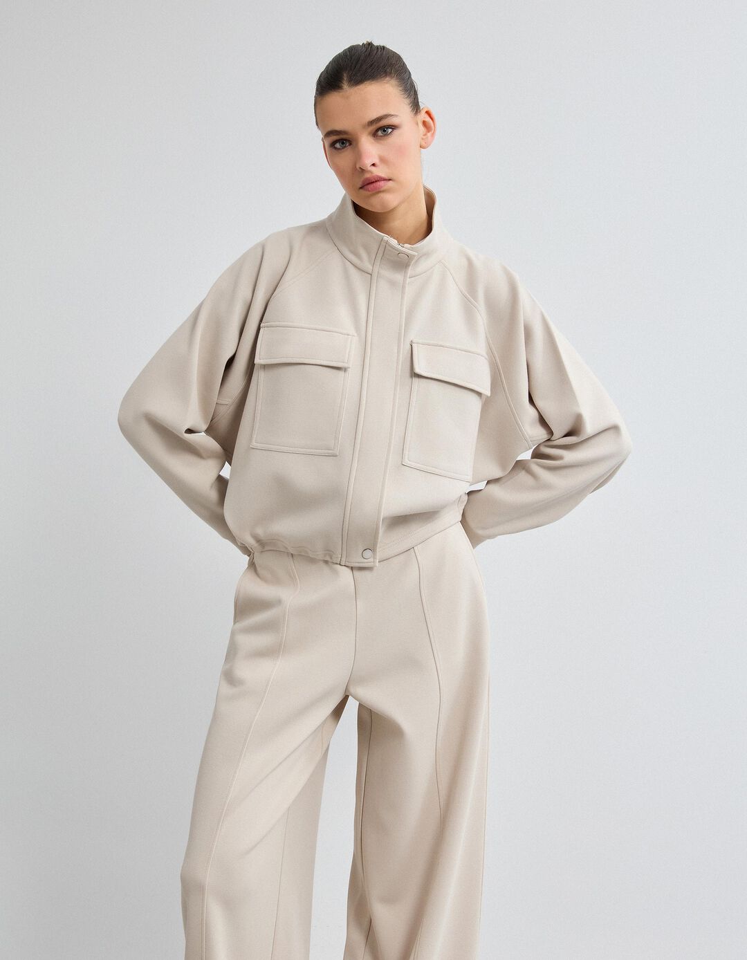 Casaco Piquet, Mulher, Bege