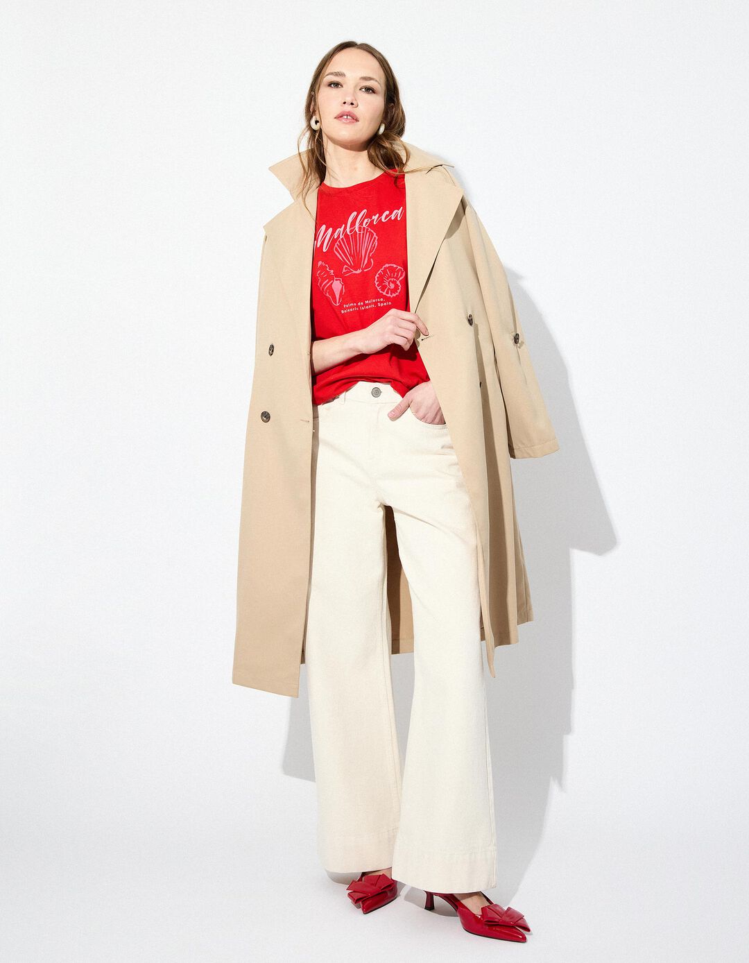 T-shirt Print, Mulher, Vermelho Claro 