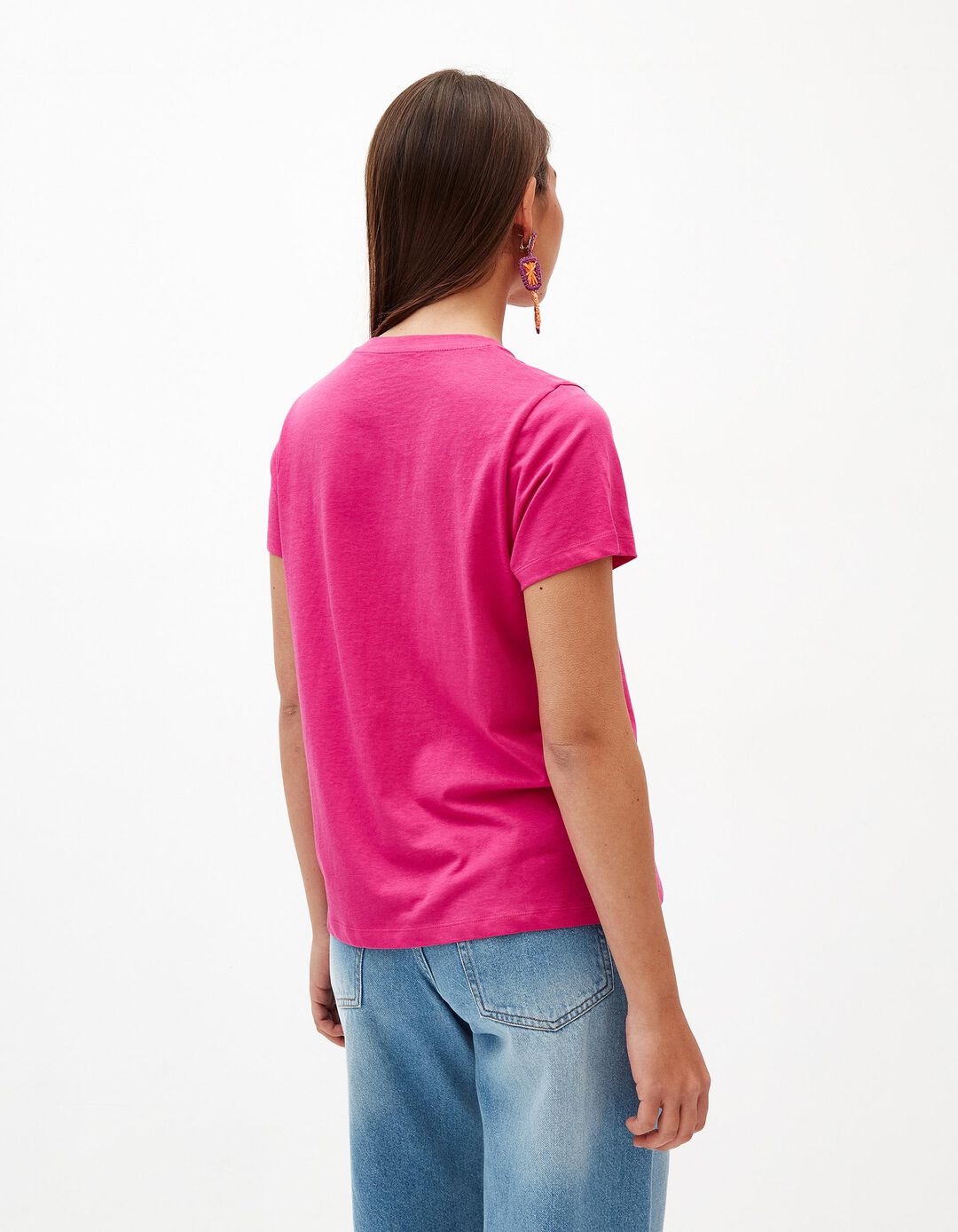 T-shirt Básica, Mulher, Rosa Escuro