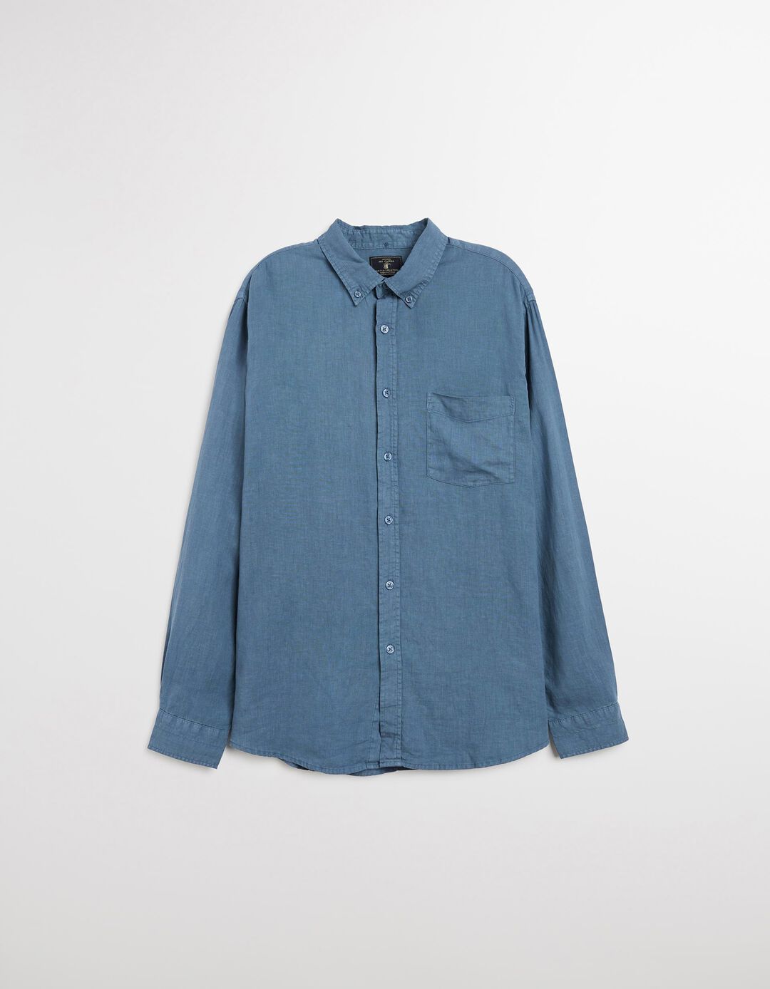 Camisa com Linho, Homem, Azul