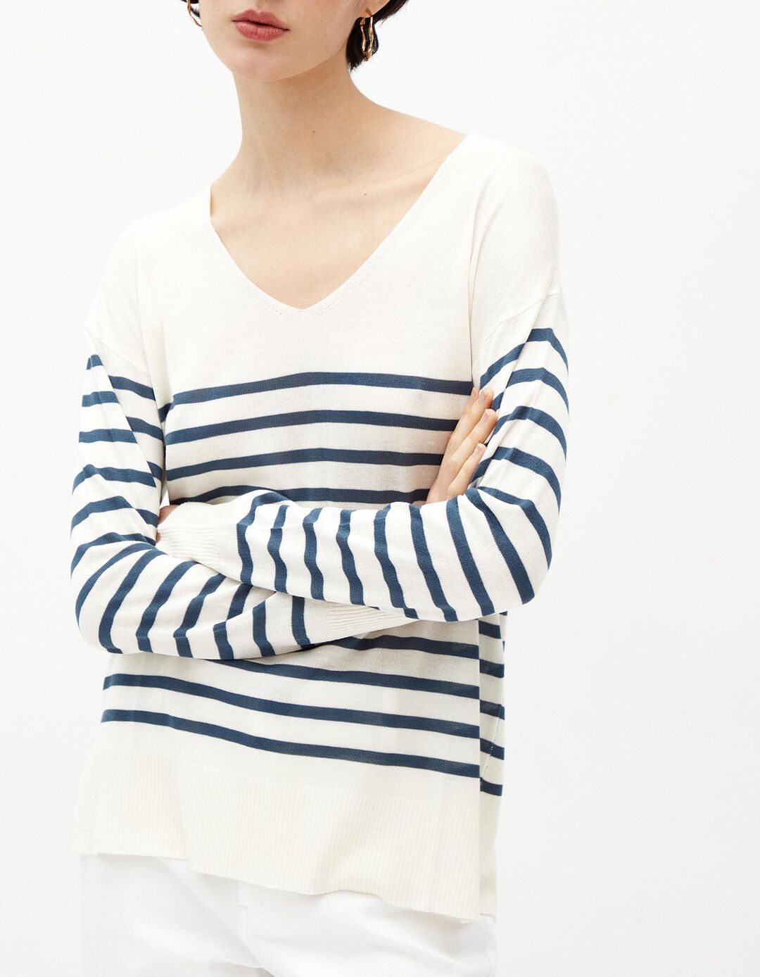 Camisola Malha Fina, Mulher, Bege Claro