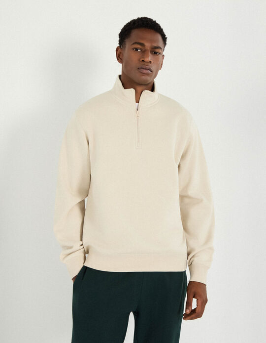 Comprar Online Sweatshirt com Fecho, Homem, Bege Claro