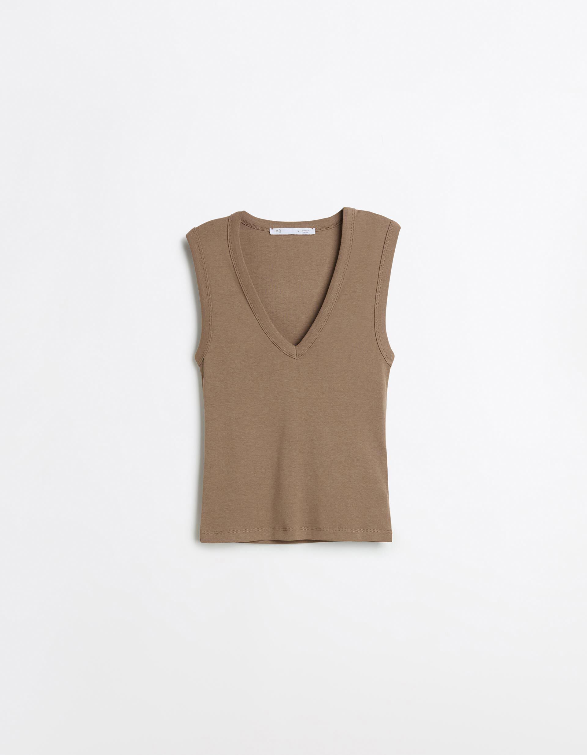 Comprar Online Top Canelado, Mulher, Bege Escuro