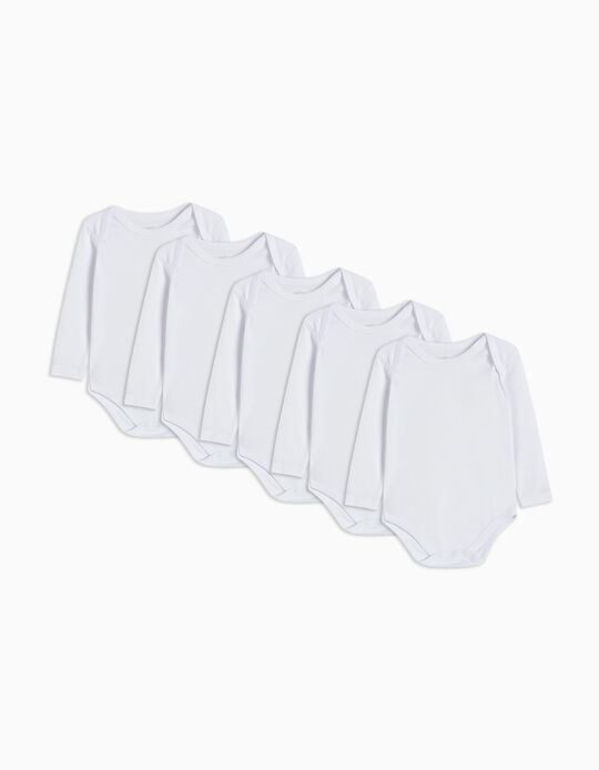Comprar Online Pack 5 Bodies de Manga Comprida, Bebé, Branco