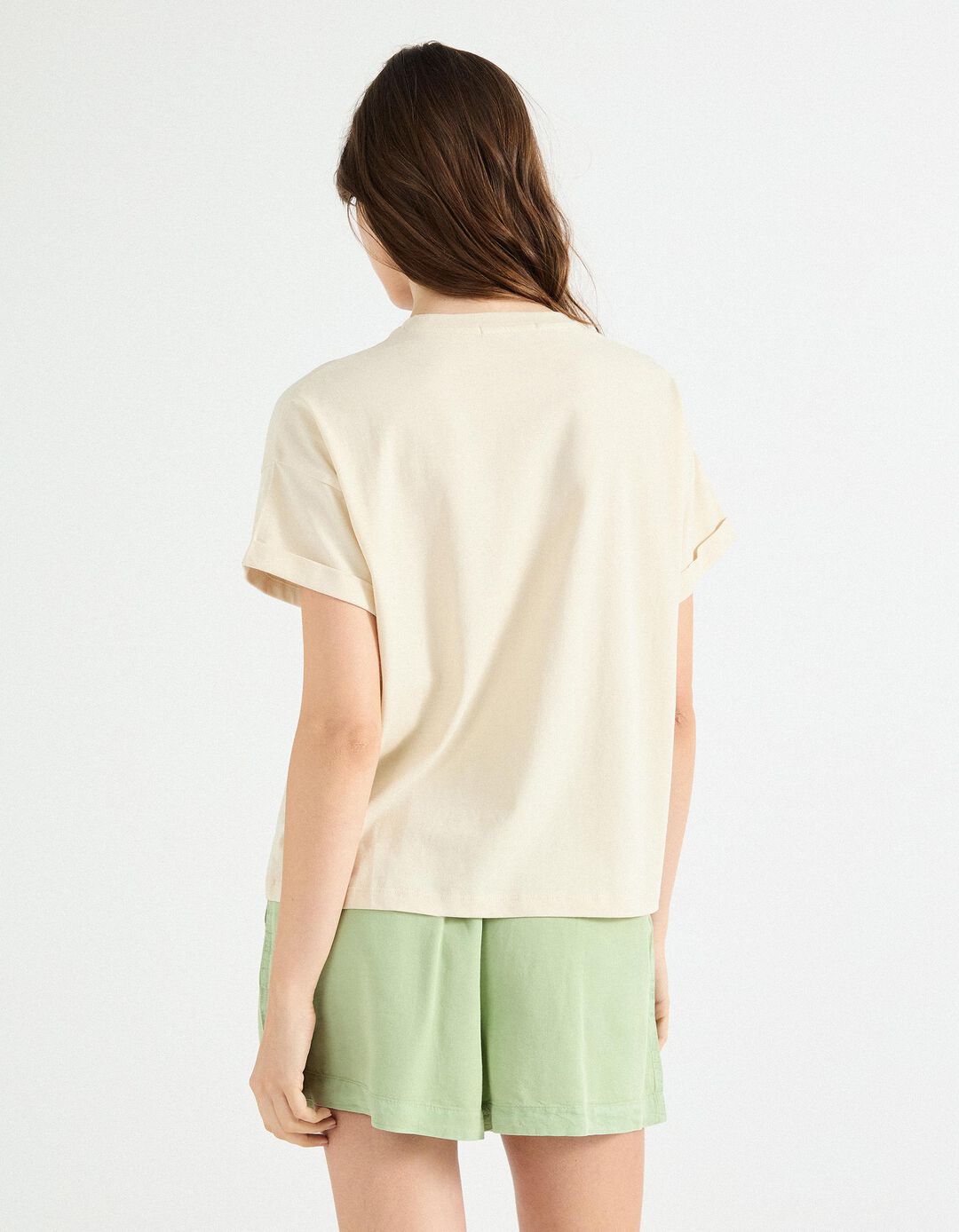 T-shirt Print, Mulher, Bege Claro