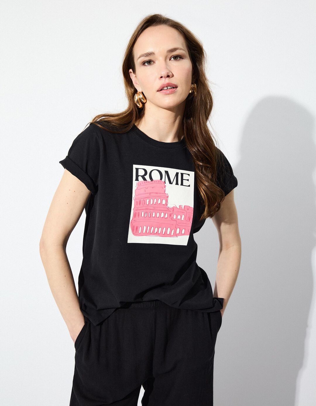 T-shirt Print, Mulher, Preto