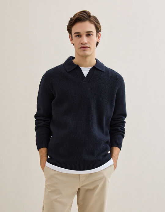 Comprar Online Polo de Malha, Homem, Azul Escuro