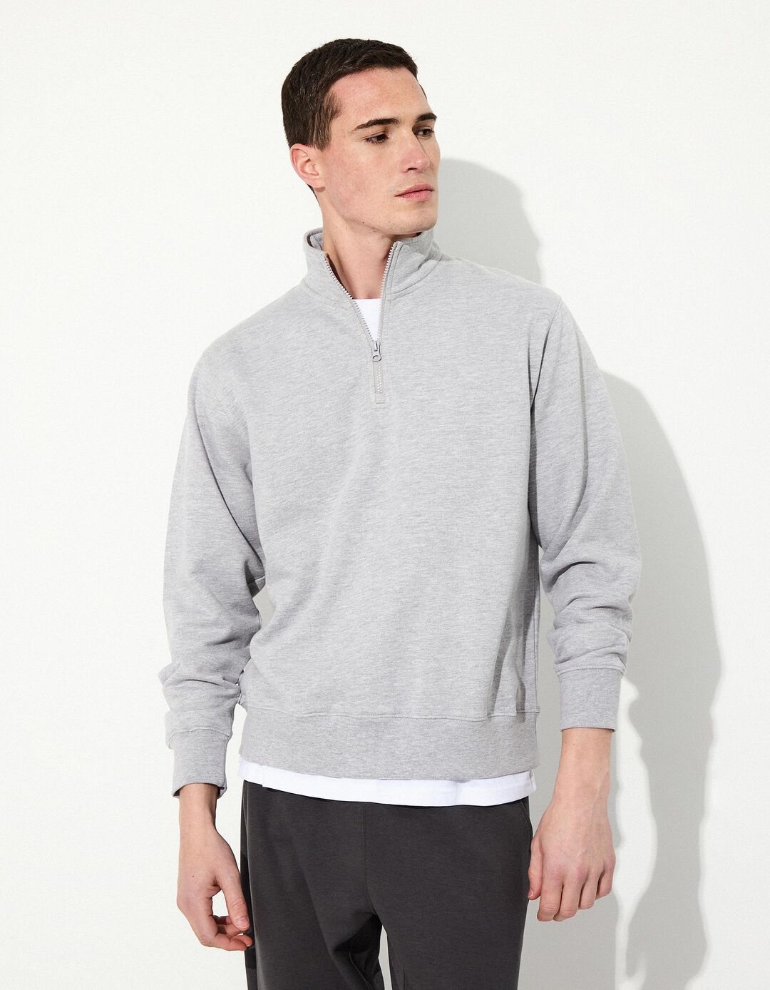 Sweatshirt Fecho de Correr, Homem, Cinzento Claro