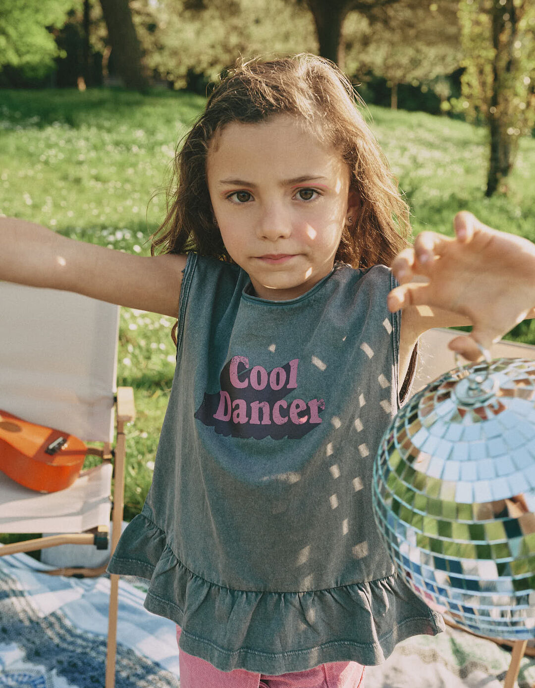 T-shirt Estampada, Menina, Cinzento