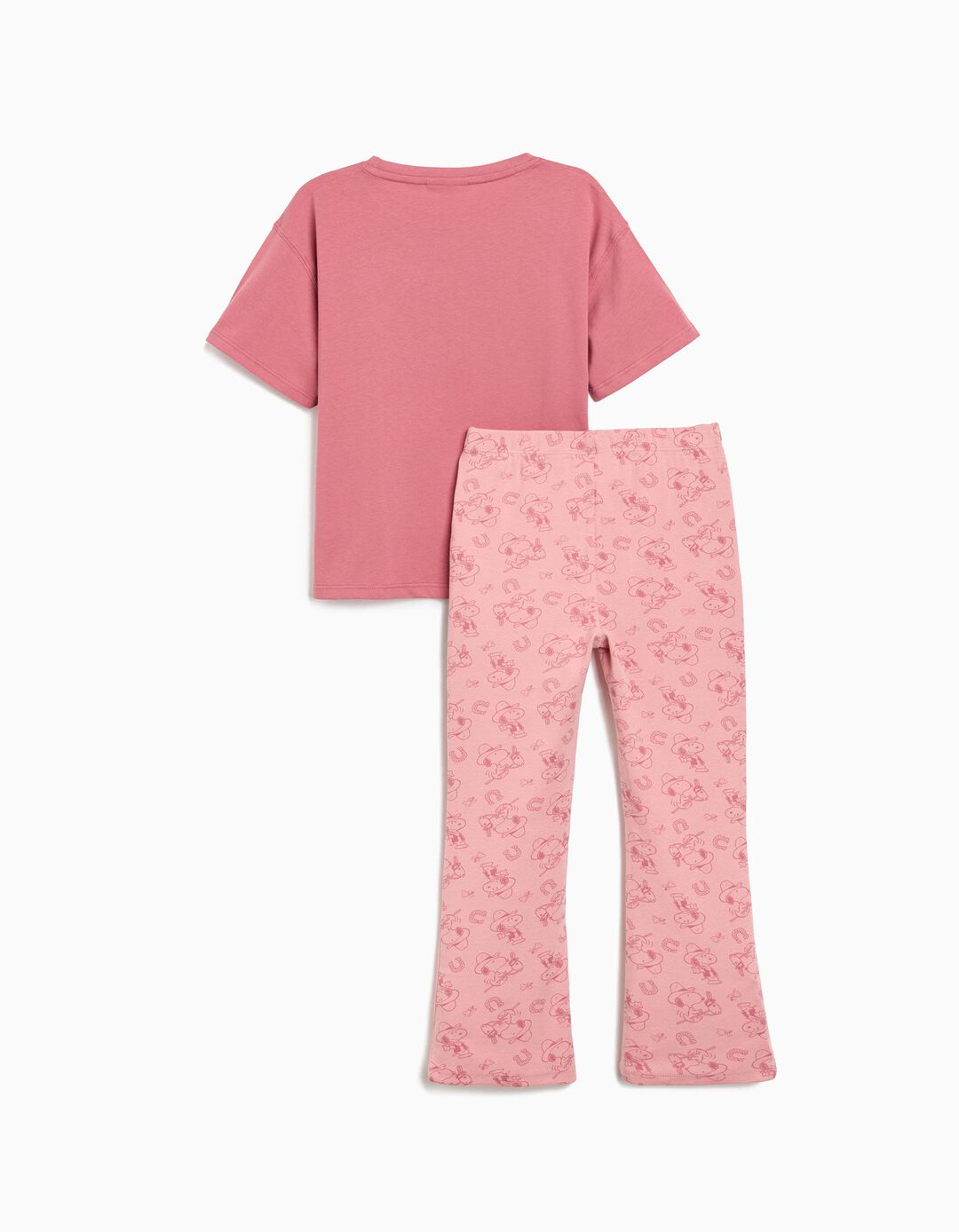 Conjunto T-shirt e Leggings 'Snoopy', Menina, Rosa Escuro