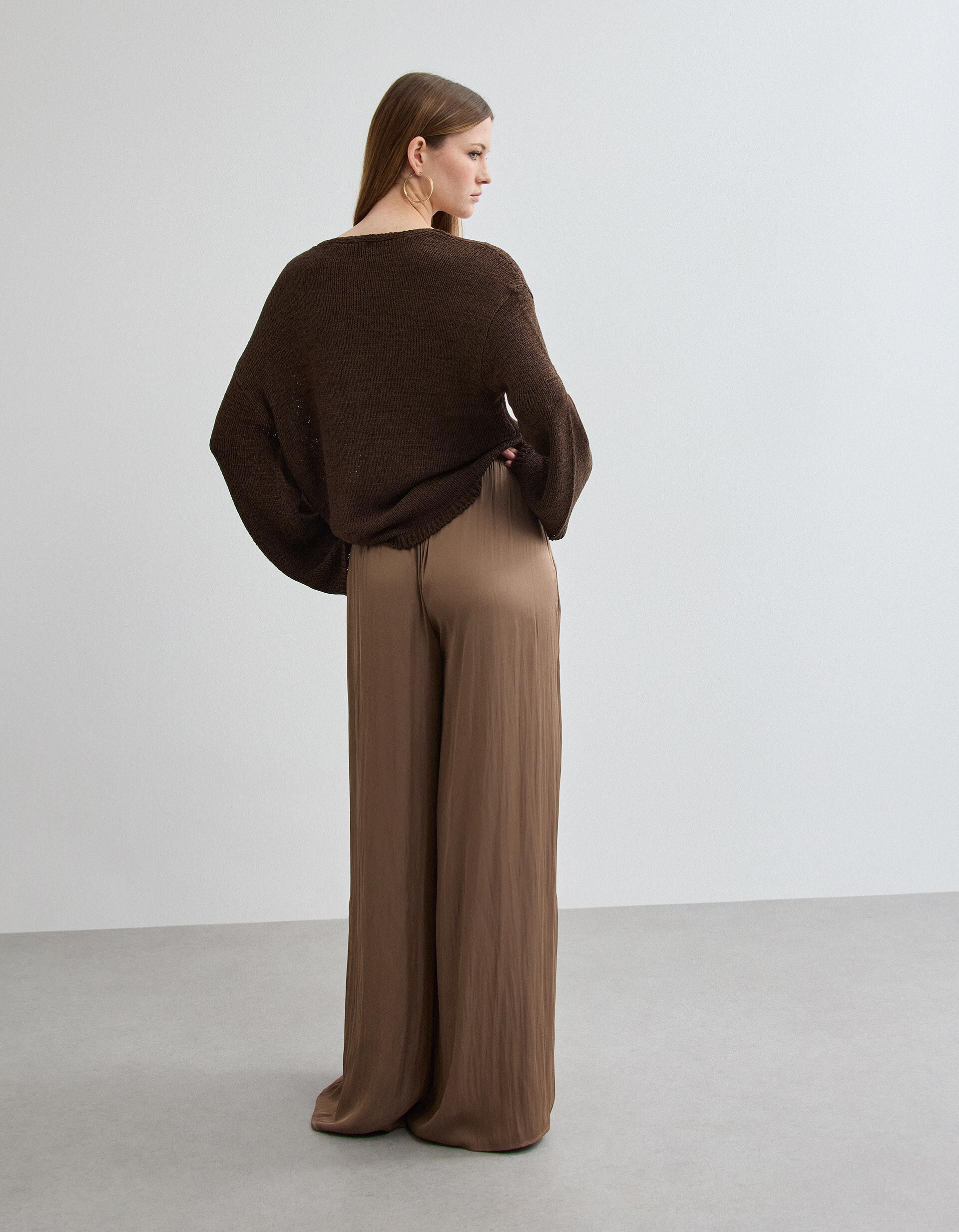 Comprar Online Cal&ccedil;as 'Wide', Mulher, Bege Escuro