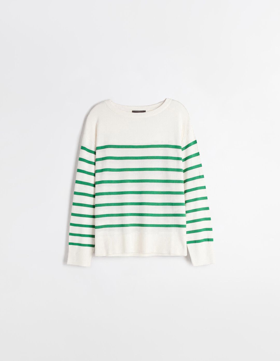Camisola de Malha Riscas, Mulher, Bege 