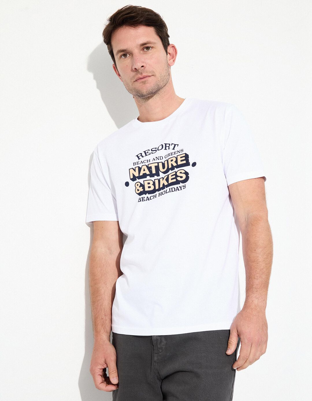 T-shirt Jersey Print, Homem, Branco