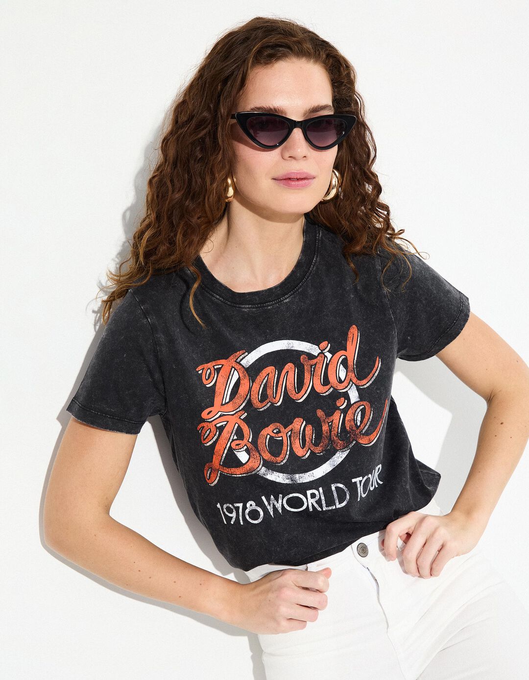 T-shirt 'David Bowie', Mulher, Preto