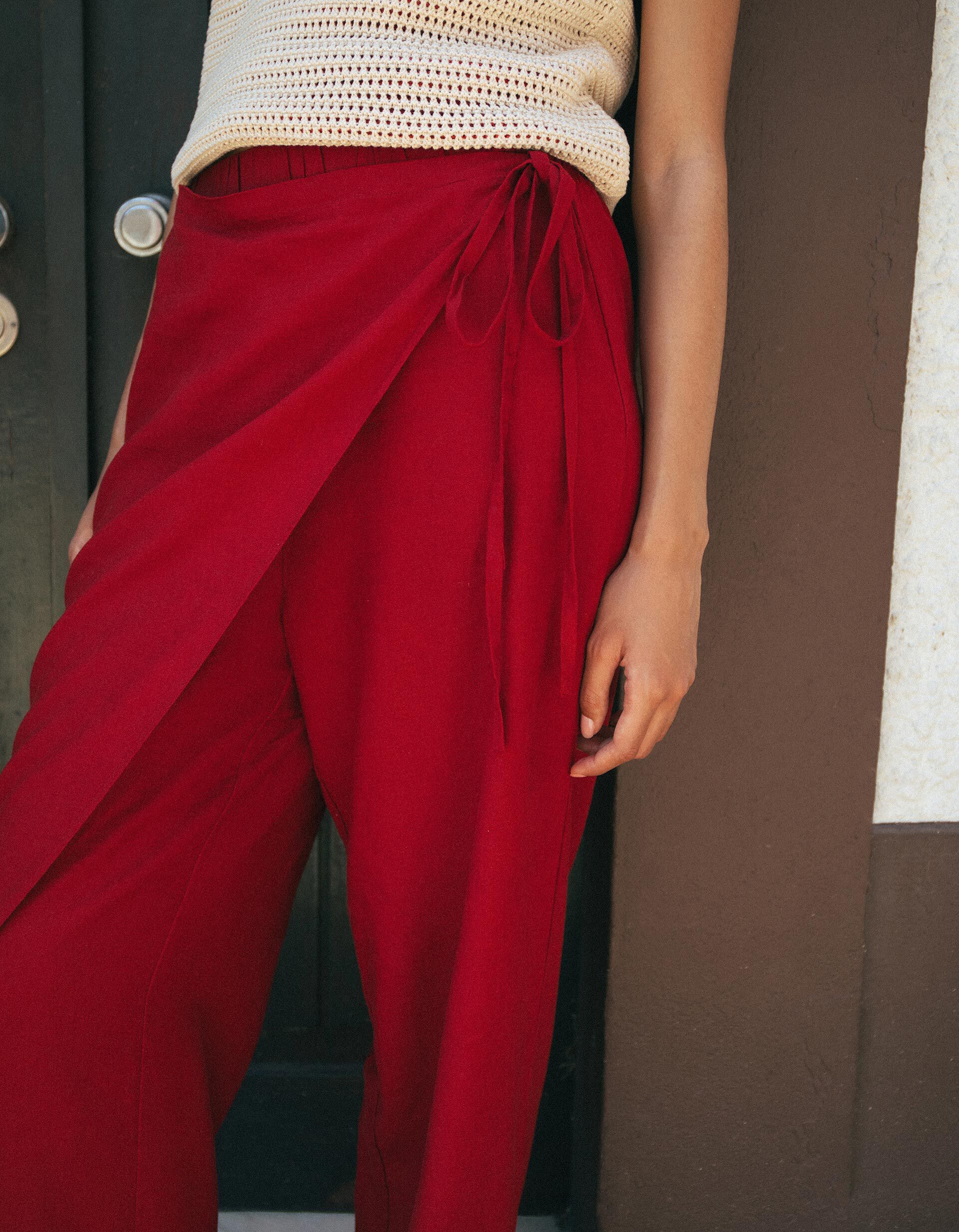 Comprar Online Cal&ccedil;as Pareo Com Linho, Mulher, Vermelho