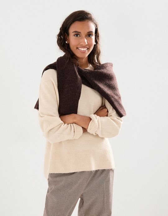 Comprar Online Camisola de Malha, Mulher, Bege Claro