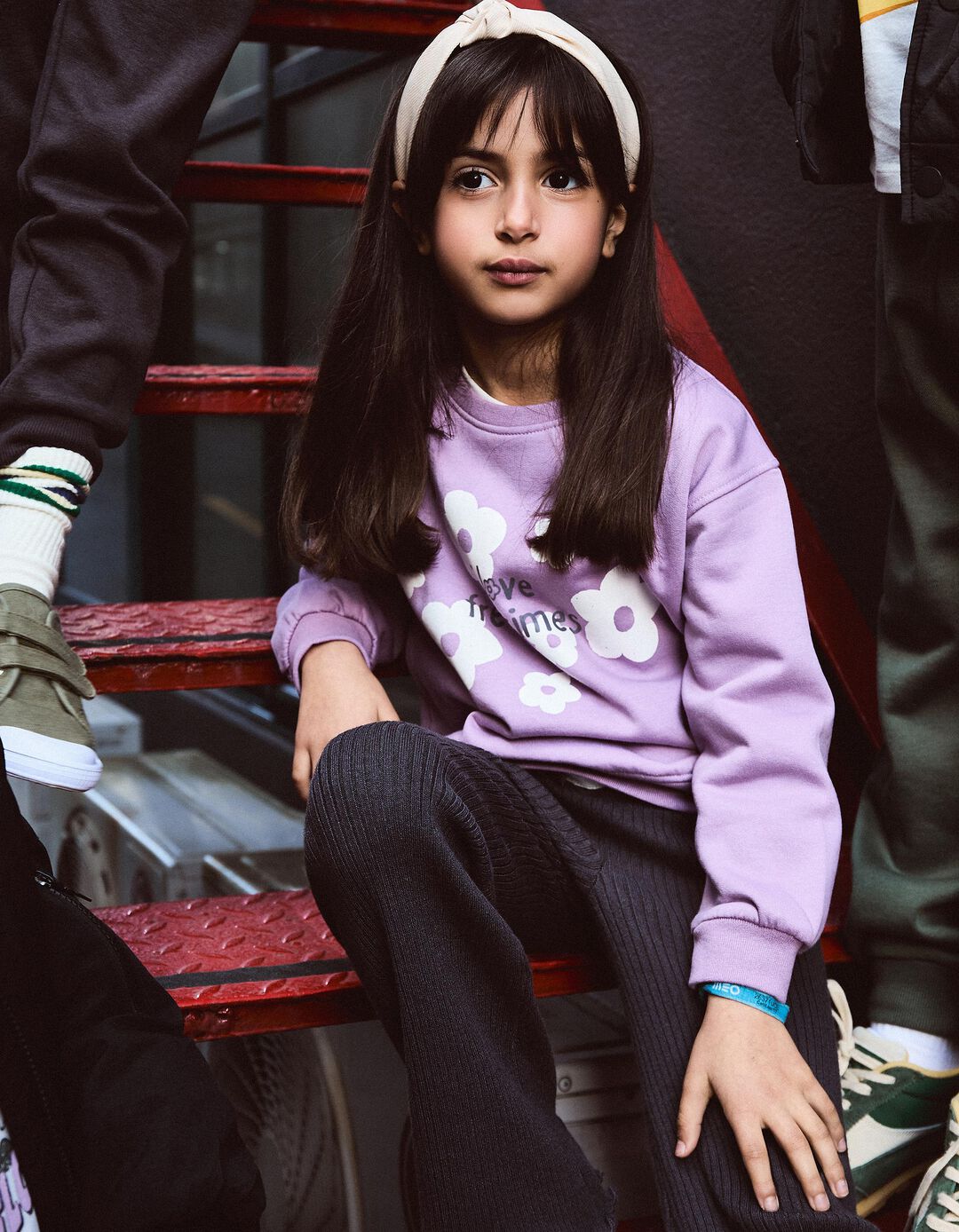 Sweatshirt de Felpa Flores, Menina, Lilás