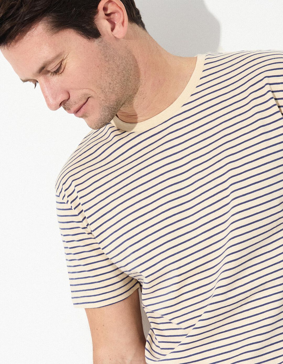 T-shirt Riscas, Homem, Bege Claro 