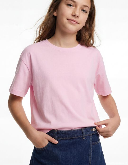 Comprar Online T-shirt Manga Curta, Menina, Rosa Claro 