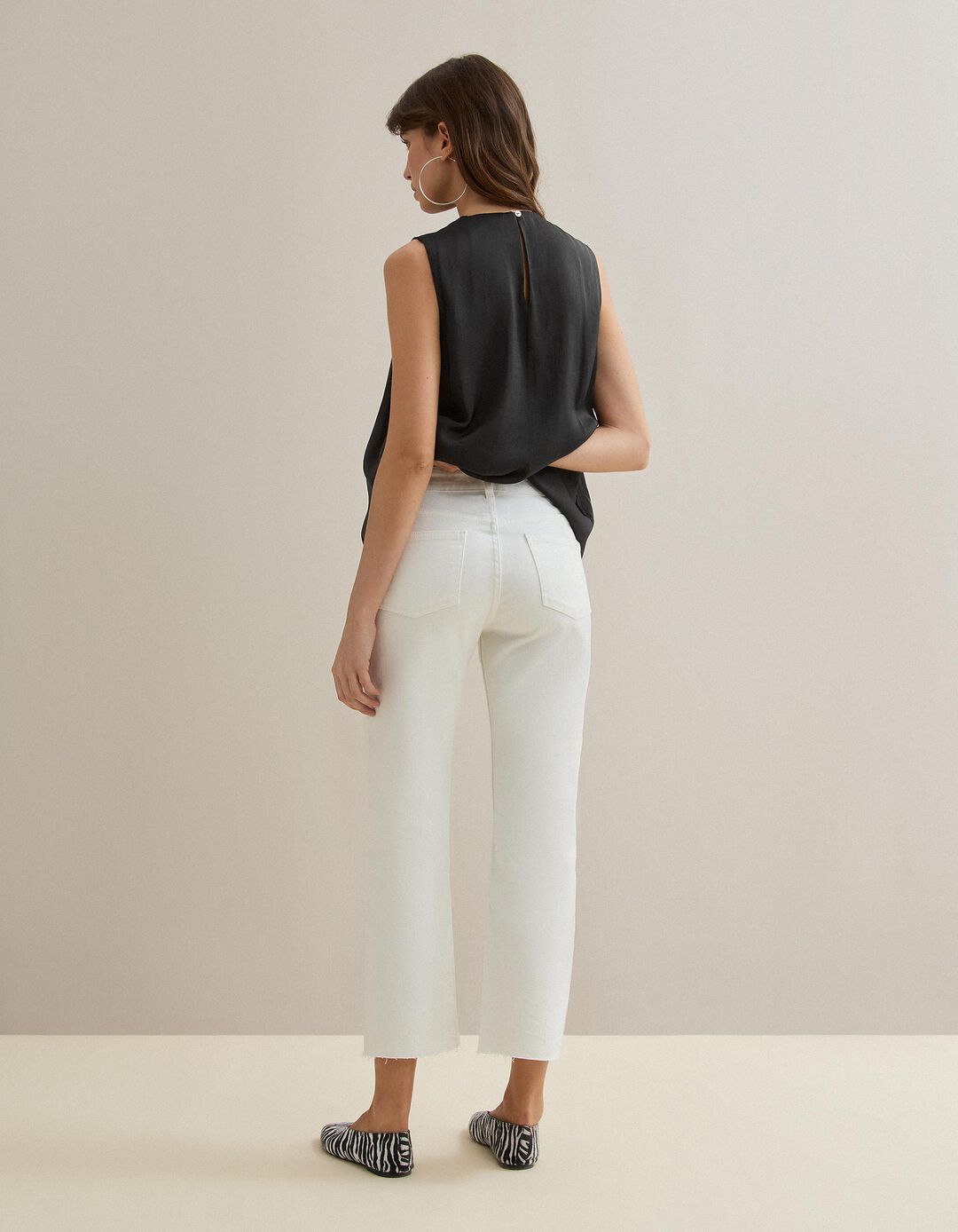 Cal&ccedil;as de Ganga 'Straight Cropped', Mulher, Branco