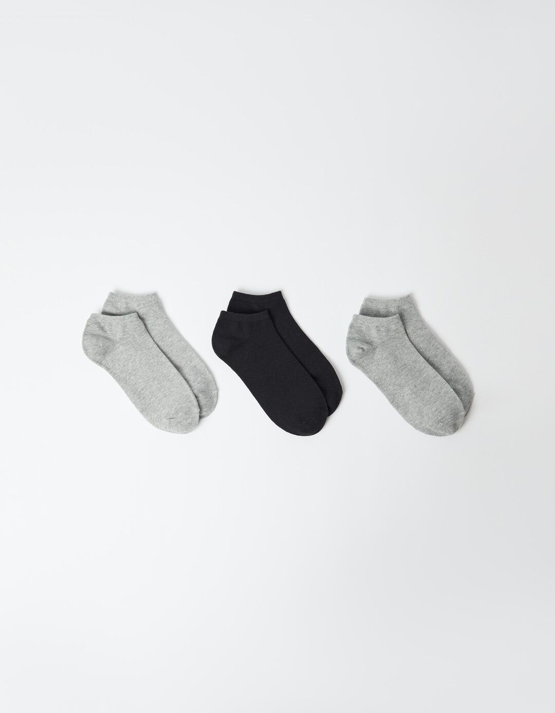 Pack 3 Pares de Meias Tornozelo, Mulher, Cinzento Claro