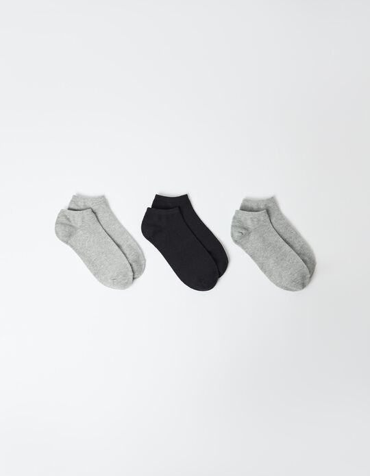 Comprar Online Pack 3 Pares de Meias Tornozelo, Mulher, Cinzento Claro