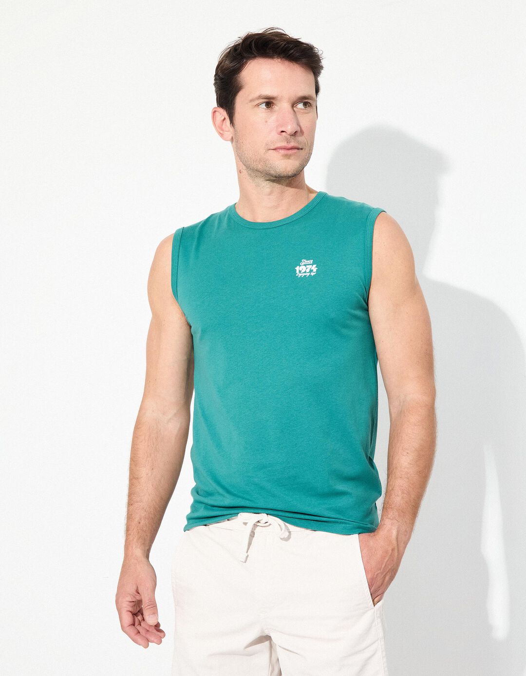 T-shirt sem mangas, Homem, Verde
