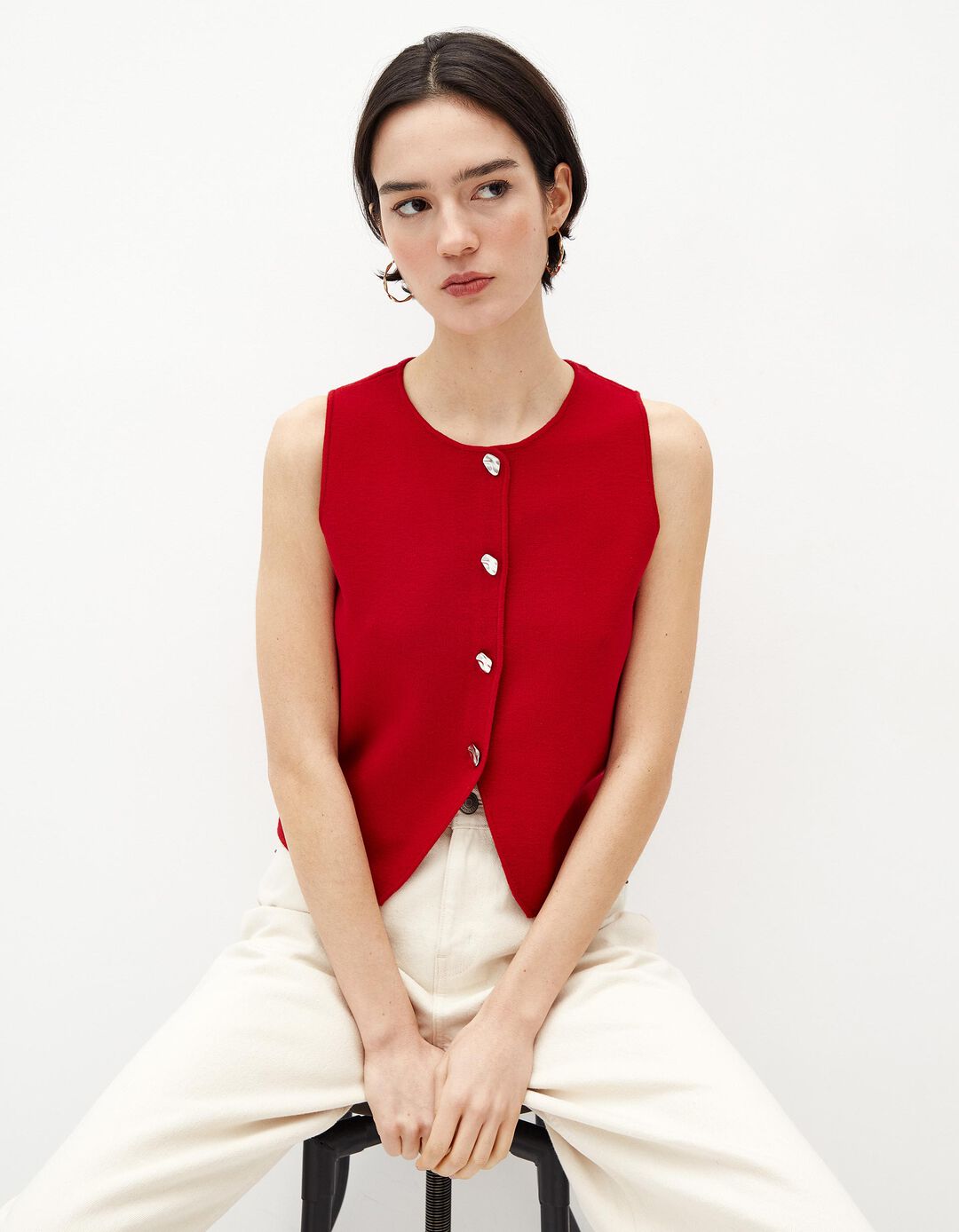 Colete de Malha, Mulher, Vermelho