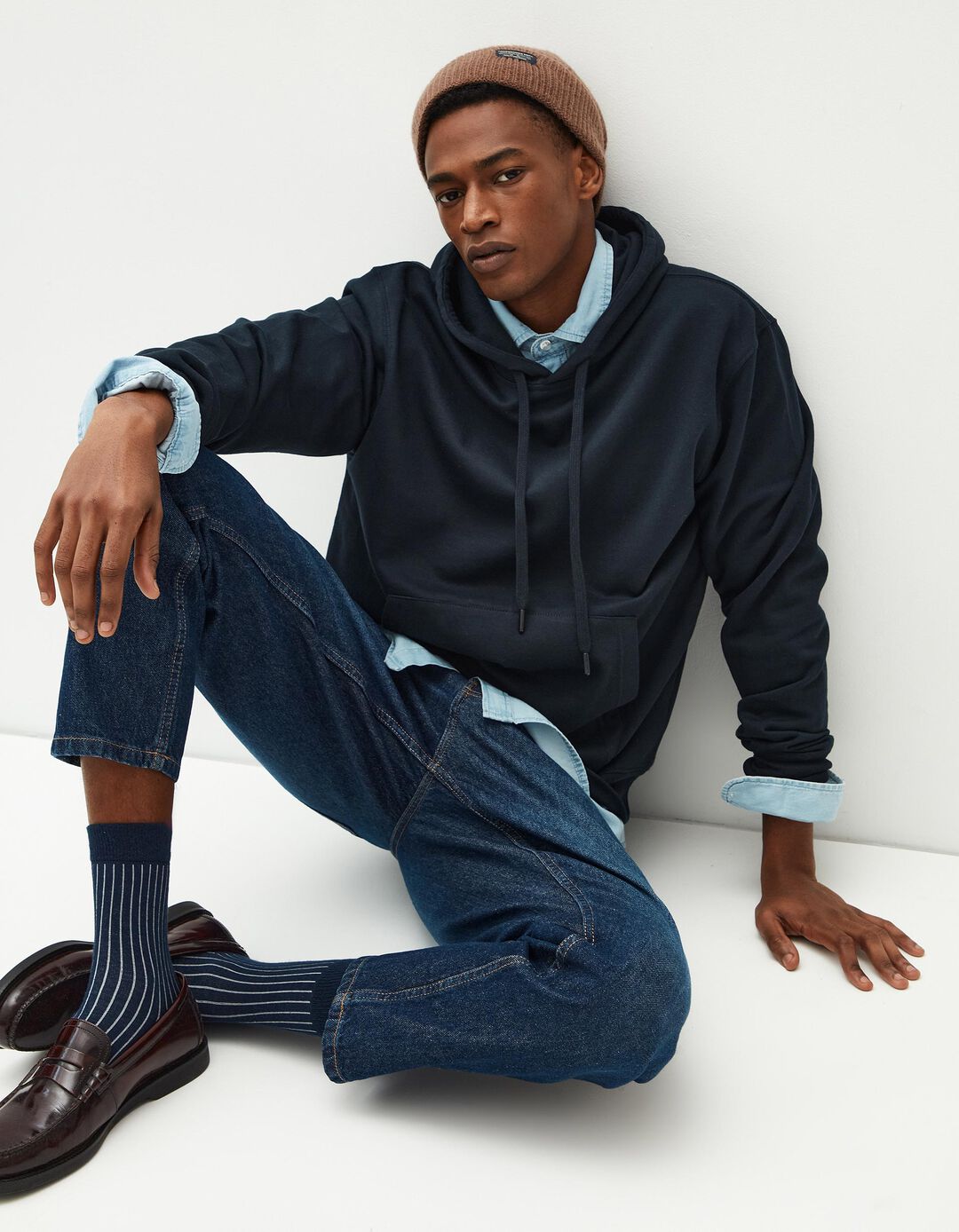 Sweatshirt de Felpa Capuz, Homem, Azul Escuro