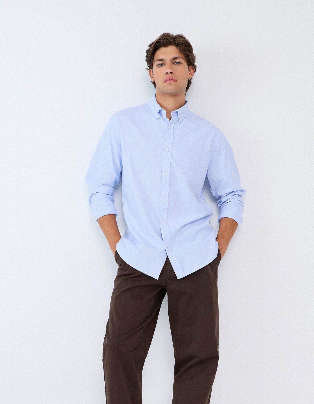 Camisa Oxford, Homem, Azul
