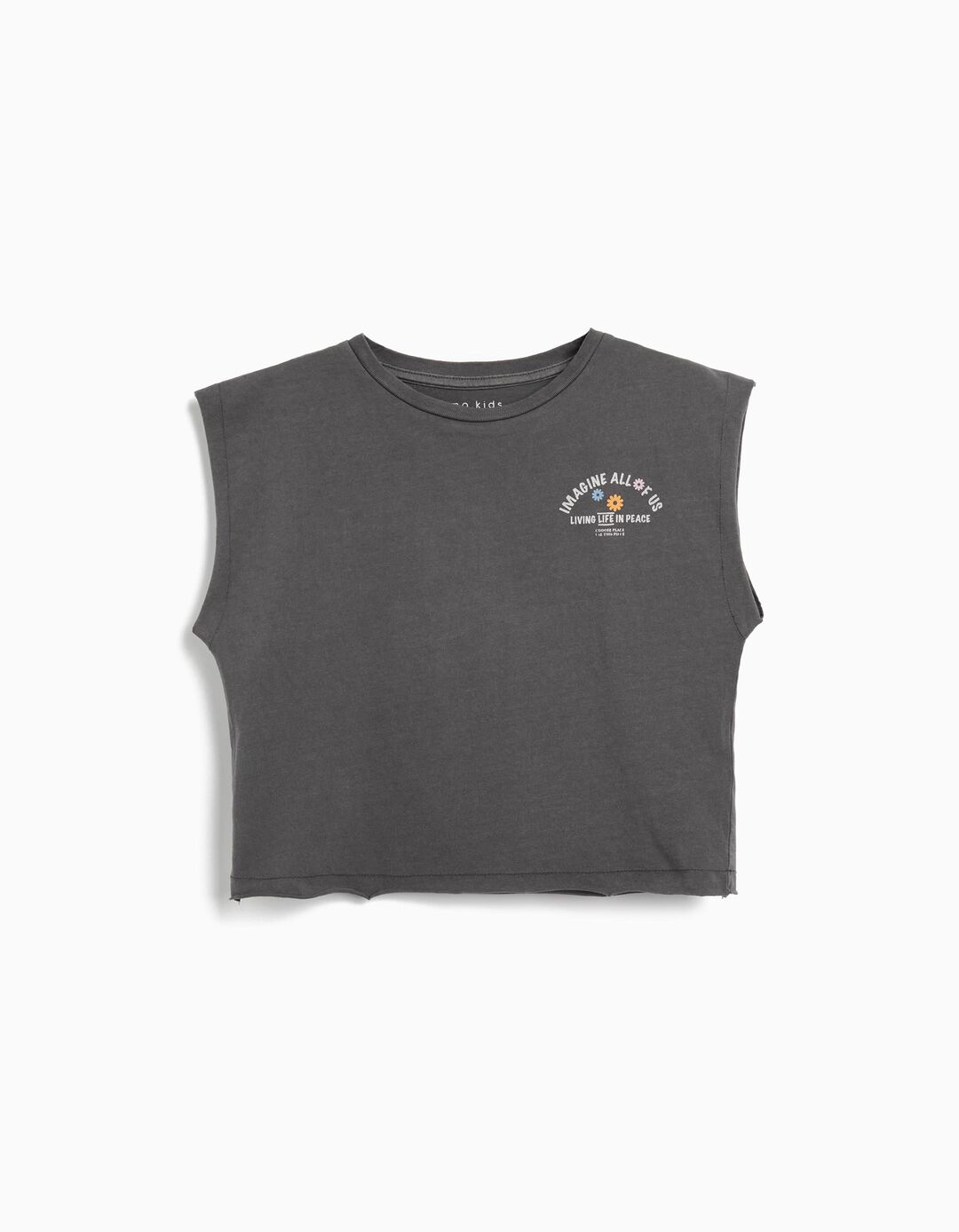 T-shirt sem Mangas 'Peace Language', Menina, Cinzento Escuro
