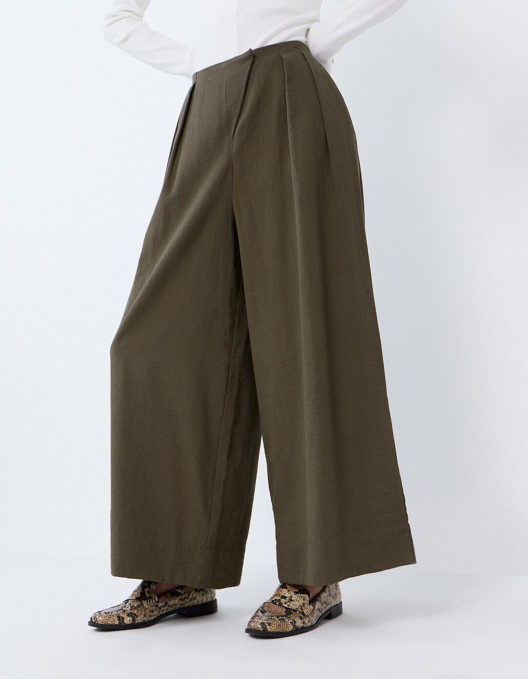 Cal&ccedil;as Wide Leg, Mulher, Verde