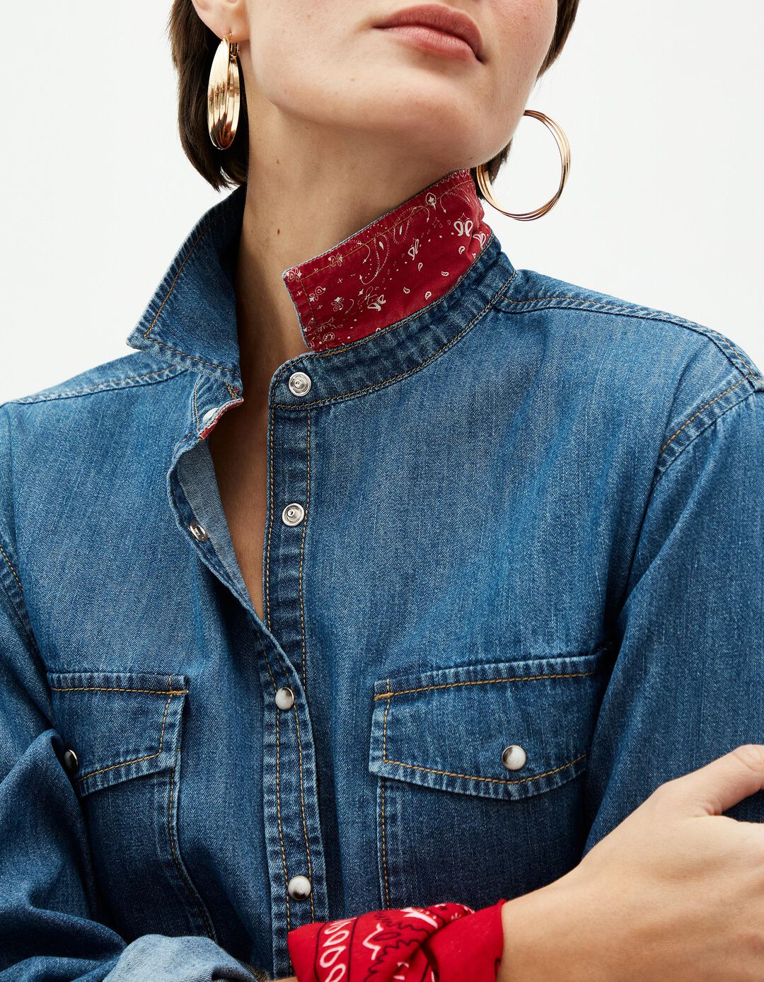Sobrecamisa de Ganga, Mulher, Azul